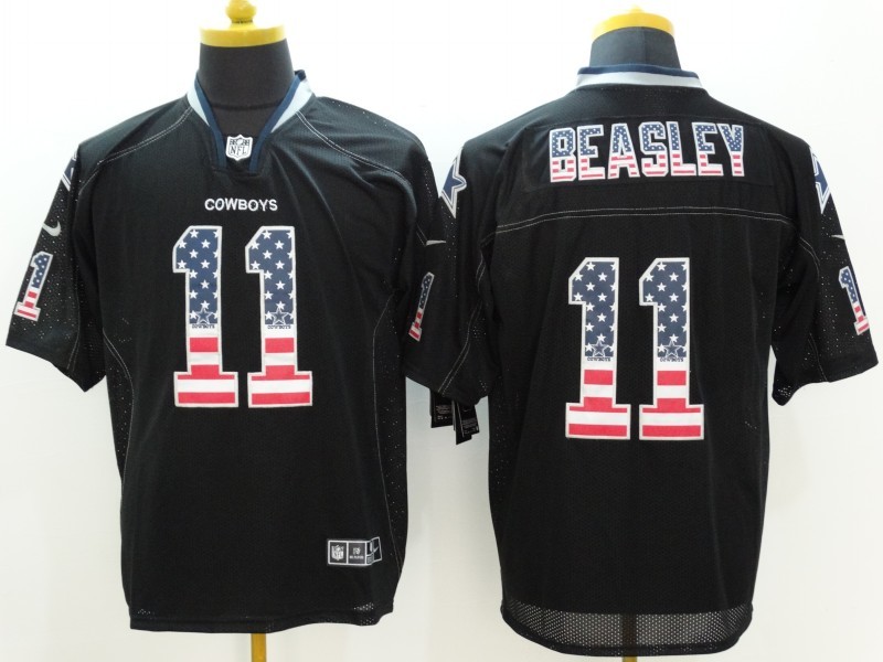 Dallas Cowboys 11 Beasley Black Nike USA Flag Fashion Elite Jerseys